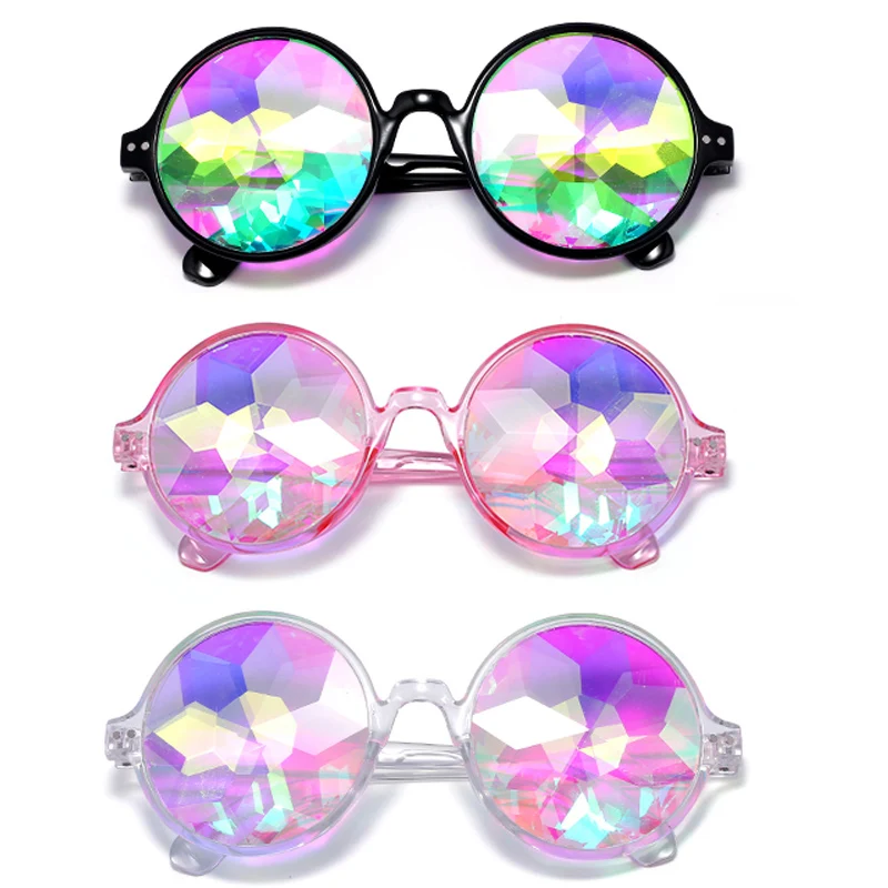 

2 pcs Kaleidoscope Glasses Factory Crystal Lens Kaleidoscope Sunglasses Party Glasses,Rave 3d Glasses