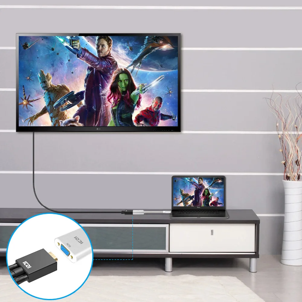 ICZI type C (USB 3 1 и Thunderbolt порта совместимый) USB адаптер VGA 1080P АЛЮМИНИЕВЫЙ корпусный