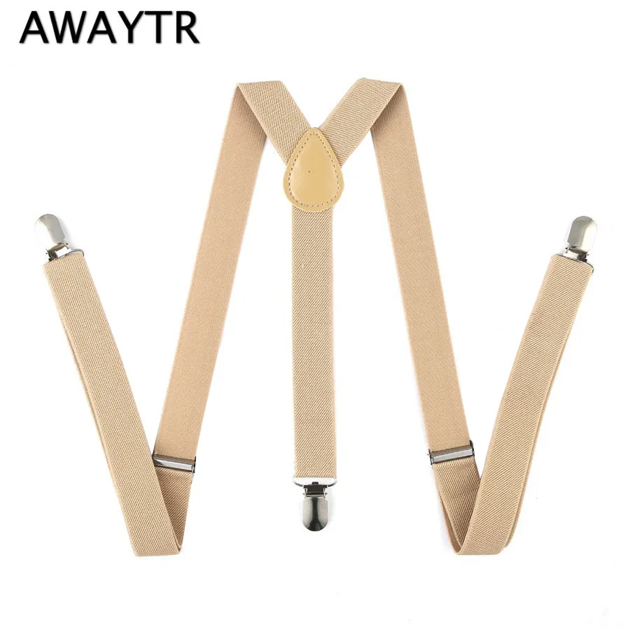 Мужские и женские подтяжки AWAYTR черные белые с 3 зажимами 2017 регулируемые для