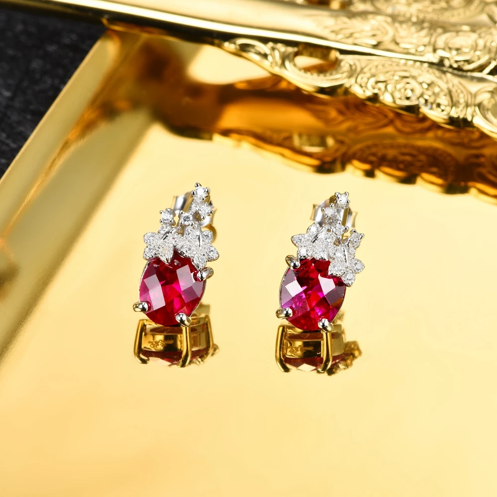 Женские серьги из серебра 100% пробы с рубином 925 карата|drop earrings|earrings dropsearrings earring |