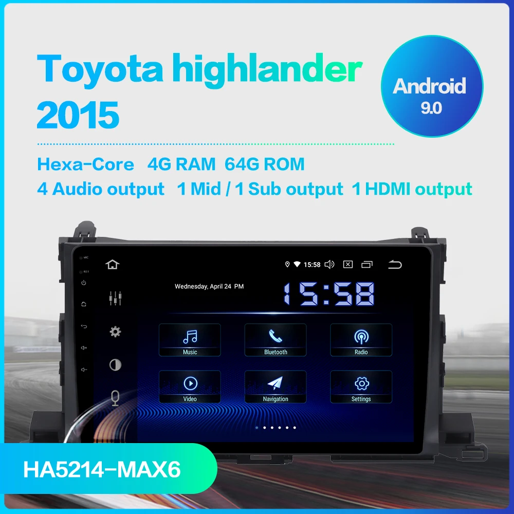 Dasaita 10," Автомобильный мультимедийный 1 Din Android 9,0 для Toyota Highlander gps стерео Bluetooth MAX6 64 Гб rom