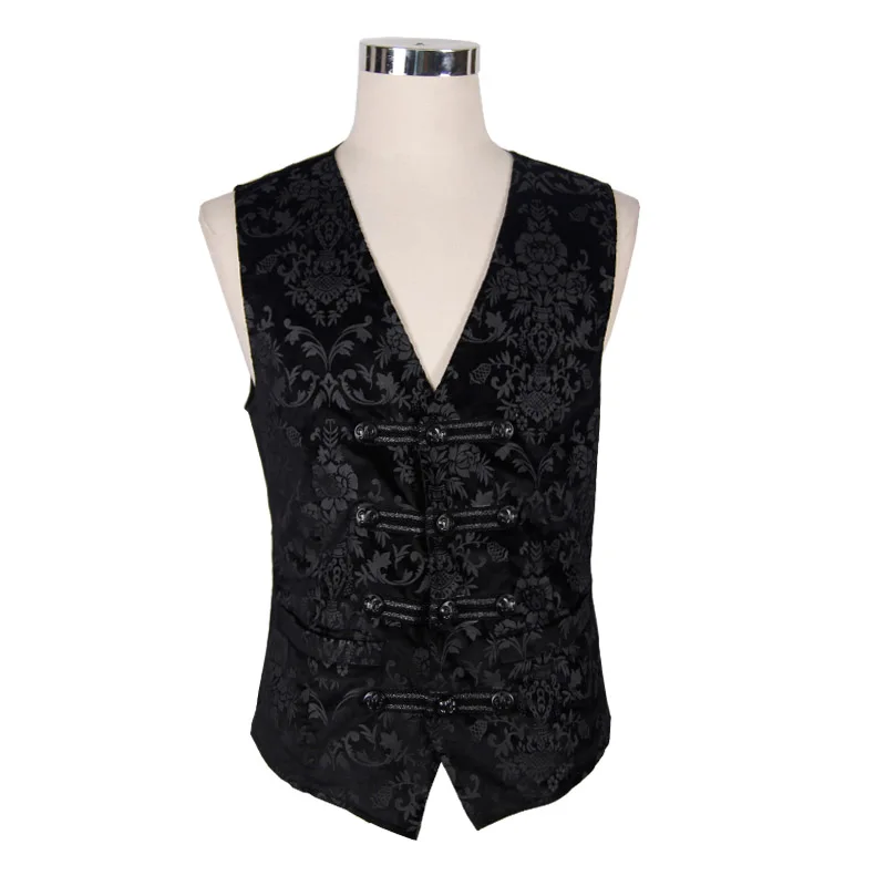 Мода дьявола стимпанк Средневековая мужская Черная куртка жилеты Готический