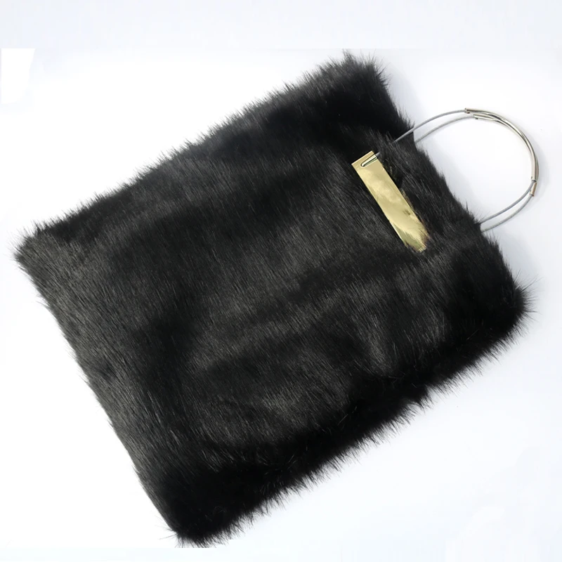 Солнечный пляж новые зимние черные меховые женские сумки роскошные сумка клатч
