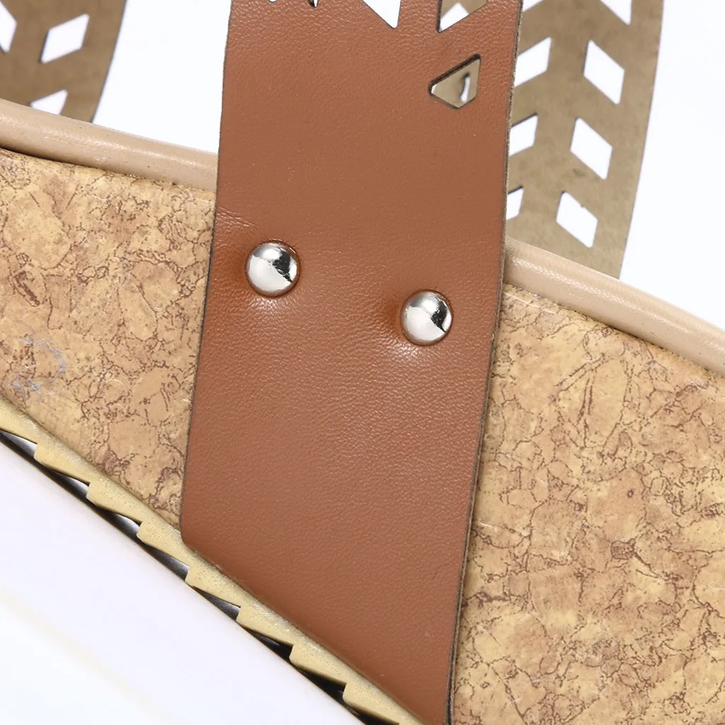 SAGACE/женские шлепанцы модные повседневные на танкетке с перфорацией женская