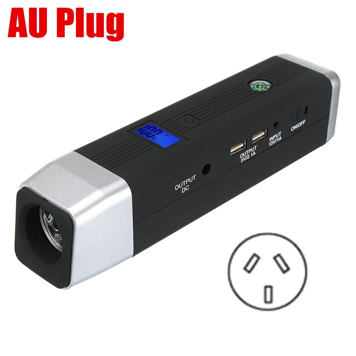 Silver Black AU Plug Многофункциональное пусковое устройство 99800 мА/ч, 12 V 2USB 500A портативный автомобильный аккумулятор бустер зарядное устройство усилитель Мощность power Bank пусковое устройство - Цвет: Silver Black AU Plug