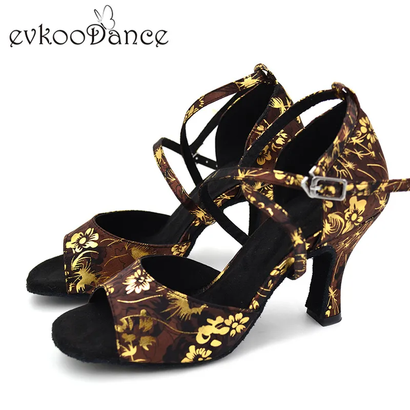 Новый стиль каблук высотой 8 см новая атласная танцевальная обувь для сальсы с