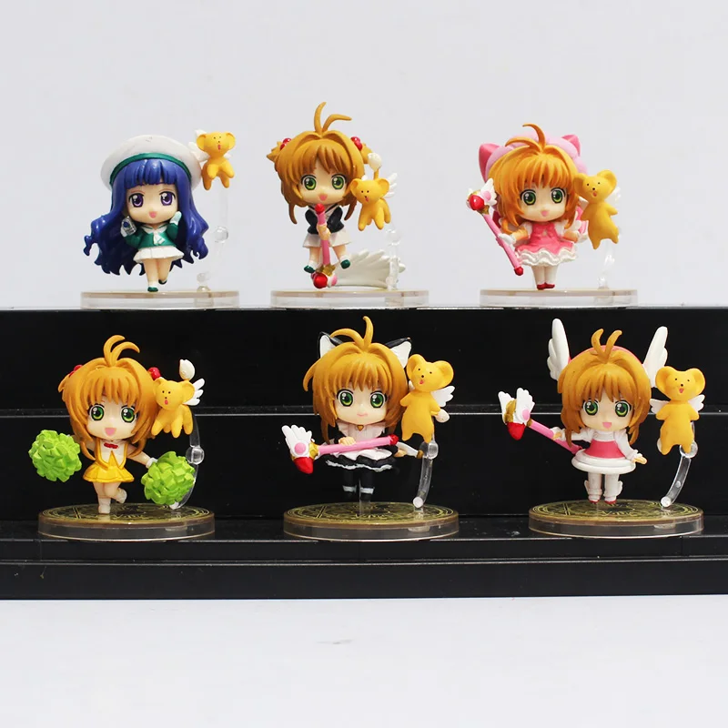 Аниме Cardcaptor фигурки Сакура Kinomoto Sakura Daidouji Tomoyo ПВХ экшн Фигурки игрушки 6 шт./компл. 2
