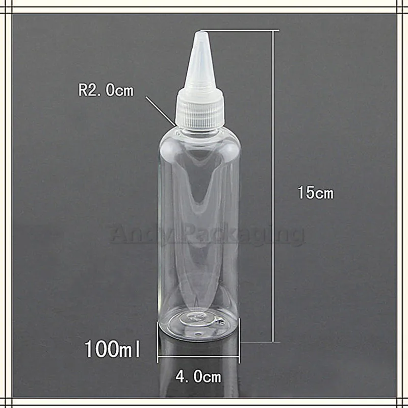 30PCS/LOT-100ML Needle Nose Cap Bottle Clear Plastic Cosmetic Container Empty Makeup Sub-bottling Sample Hair Perm Lotion Vials | Красота и