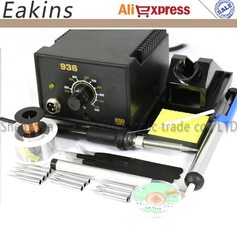 Паяльная станция с регулируемой температурой 936 комплектов 220 В 60 Вт + 8 видов