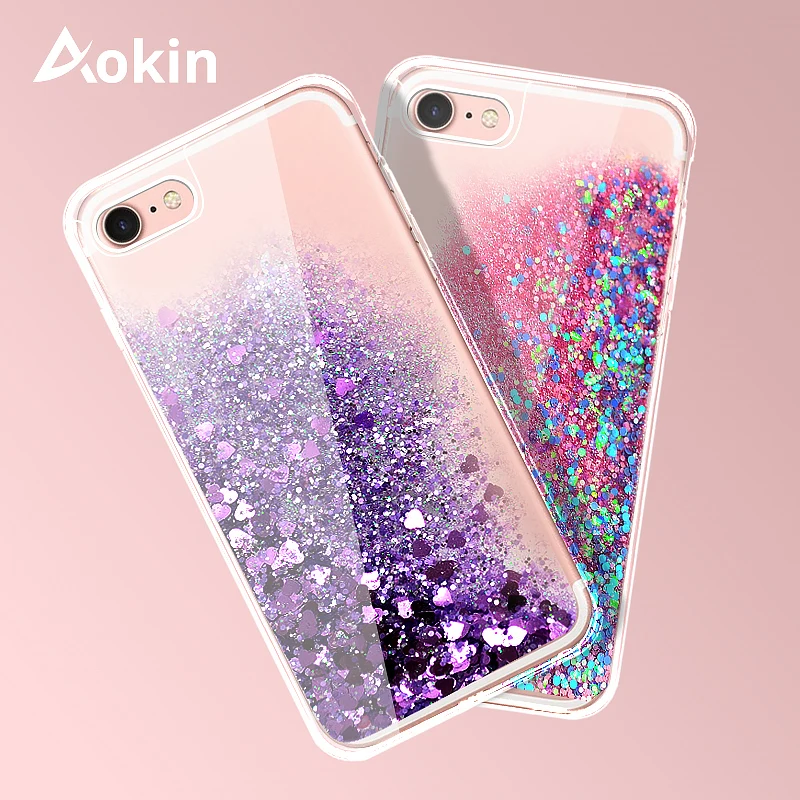 Телефон aokin чехлы для iPhone 7 блестящие динамические жидкие зыбучие пески роскошные