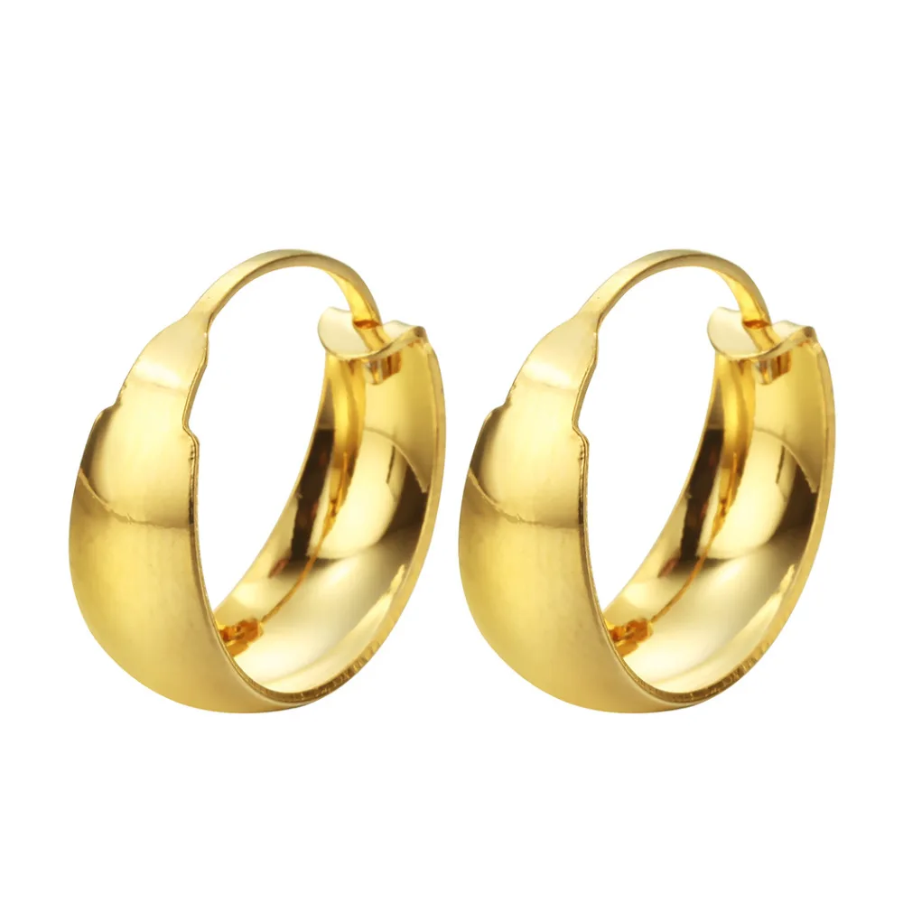 QIAMNI ручная работа золотые однотонные цыганские круглые серьги кольца ювелирные