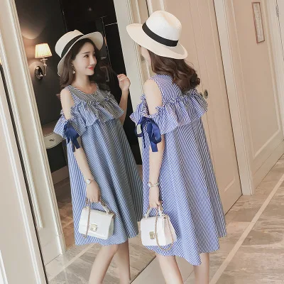 Платье для беременных без бретелек Полосатое платье кормящих матерей летнее