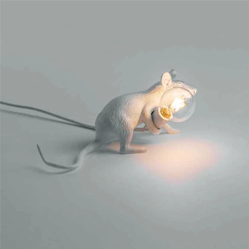 Современная лампа для мыши настольная LED черный белый золотой животные мышь