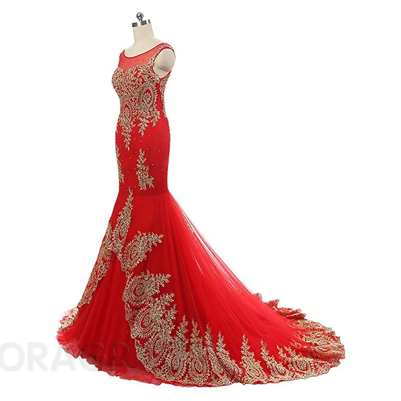 Real Photos Romantic Applique Beaded Mermaid Designer Evening Dresses Formal For Women DGE040 | Свадьбы и торжества
