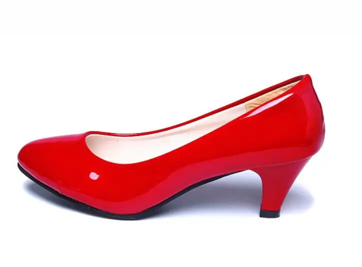 Ake Sia Footware/женские красные туфли лодочки на Высоком толстом каблуке с круглым