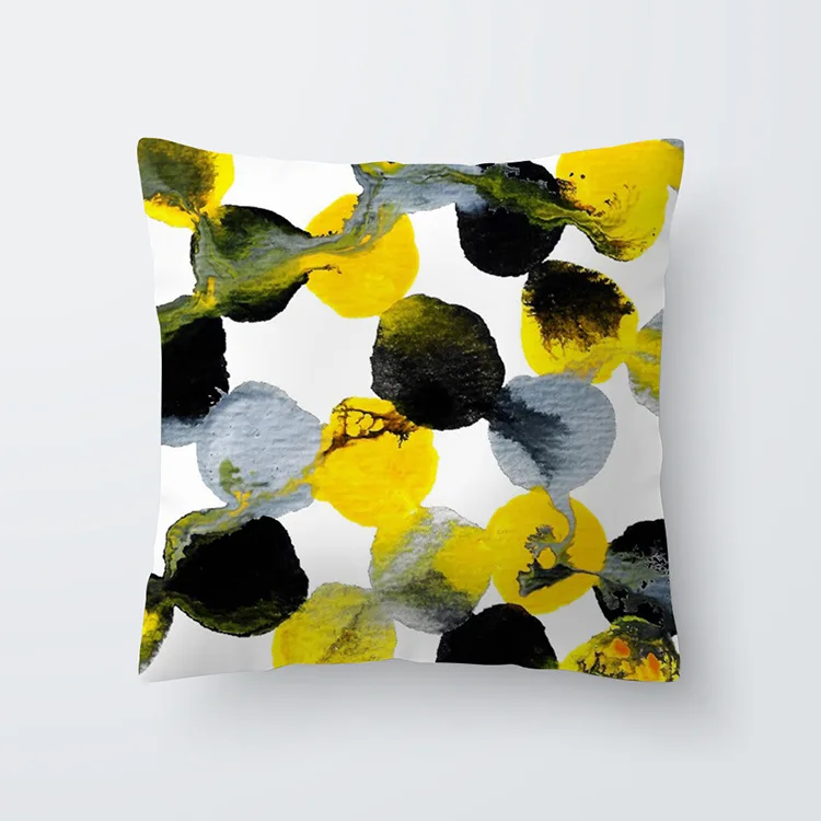 Yellow pillowcse 08 Летние лист ананаса Цветочный принт чехлы на заказ в виде геометрических фигур желтый черепа пледы Декоративная Наволочка размером 45*45, домашний декор - Цвет: Yellow pillowcse 08