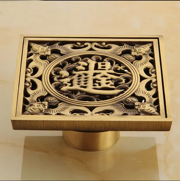 Модная популярная винтажная художественная латунная напольная ловушка для душа