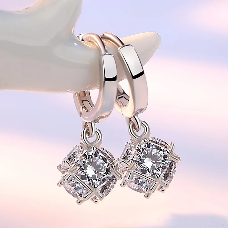 Женские Геометрические серьги-кубики Marquise из стерлингового серебра 925 пробы без