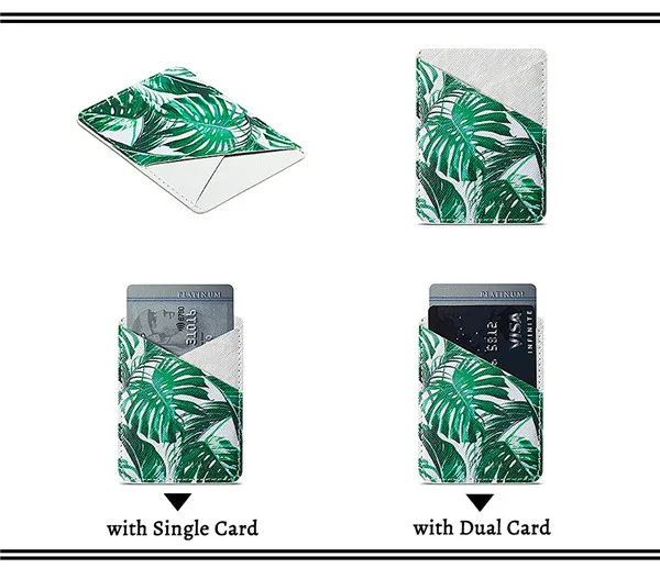 Tropical Leaf Чехол для iPhone X XS Max, держатель для кредитных карт, наклейка для samsung, Xiaomi, huawei, Карманный Кошелек, клейкая задняя крышка - Цвет: Tropical Leaf