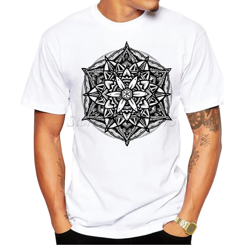 2019 модная мужская летняя футболка с геометрическим цветочным принтом футболки в