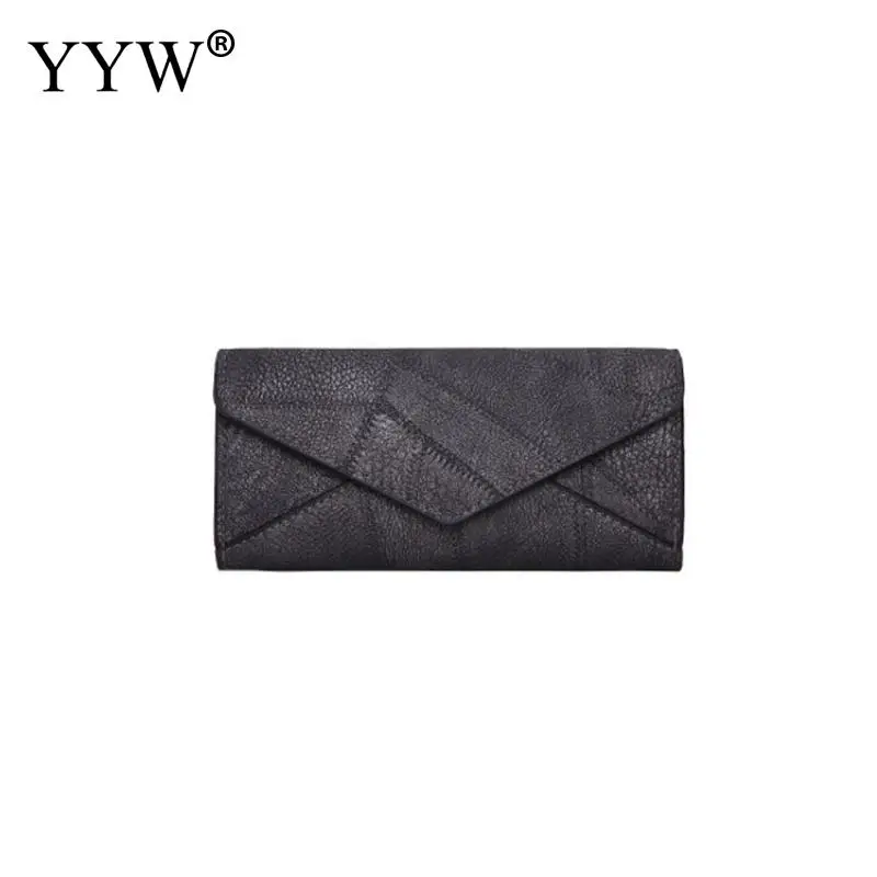 dark grey Черный, бордовый, коричневый, Женский конверт, клатч, Женский кошелек модный кошелек, кошелек с разделителями, держатель для карт, карман для монет, женский - Цвет: dark grey