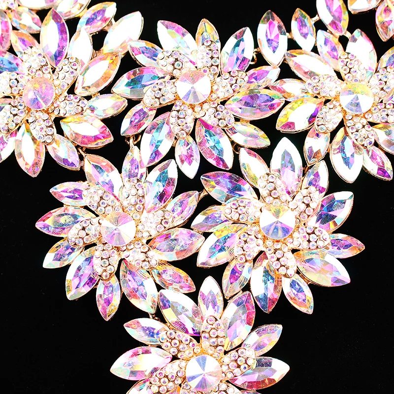 Роскошный большой кристалл ожерелье серьги набор золотистый/серебристый Ювелирные наборы индийские модные свадебные украшения для невесты