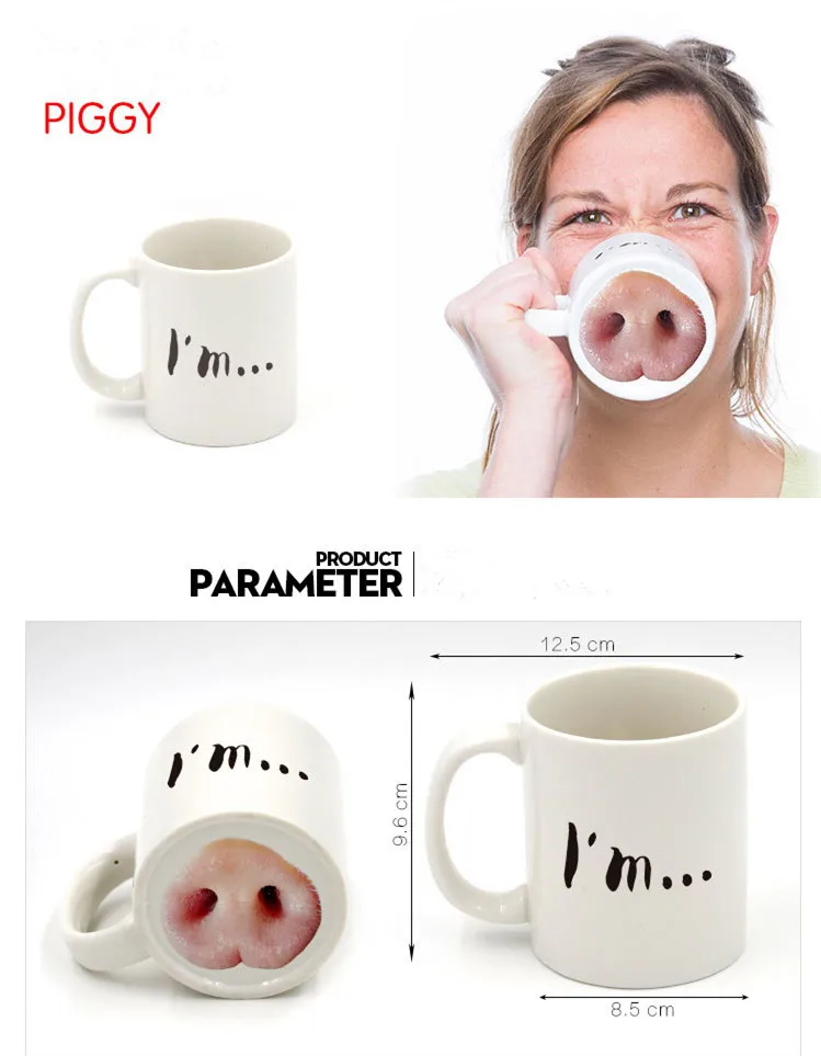 VILEAD, керамическая забавная кружка с надписью «I am Pig Nose», новинка, фарфоровая кружка для молока, чашка для воды, кофейная кружка с рукояткой, Офисная чайная чашка, посуда для напитков