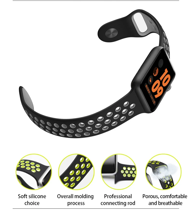Мягкий силиконовый спортивный ремешок сменный Браслет для Apple Watch 42 мм 38 Смарт