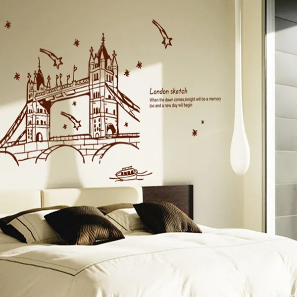 

London Skyline Wall Decal City Silhouette England London Scape Wall Decal Murals Living Room Office Wall Art Rotterdam Skyline