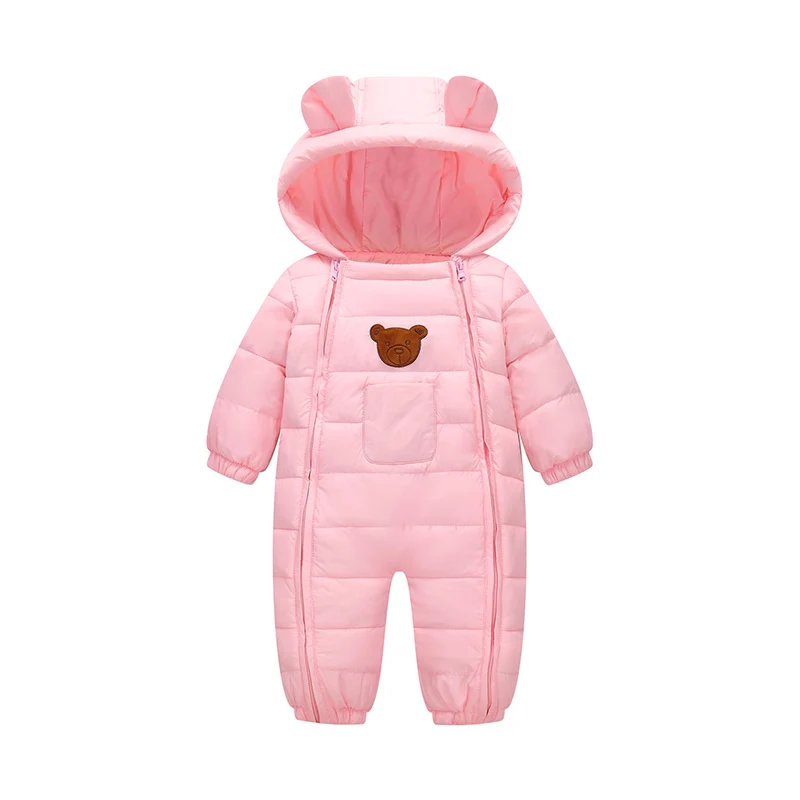 Pink Зимняя одежда для малышей; плотная теплая верхняя одежда; зимний комбинезон с капюшоном; Осенний комбинезон для мальчиков и девочек; детская одежда из полиэстера; CL5548 - Цвет: Pink