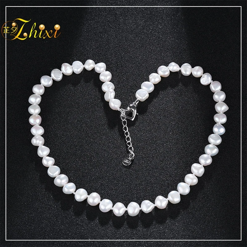 Ожерелье ZHIXI в стиле барокко из натурального пресноводного жемчуга чокер