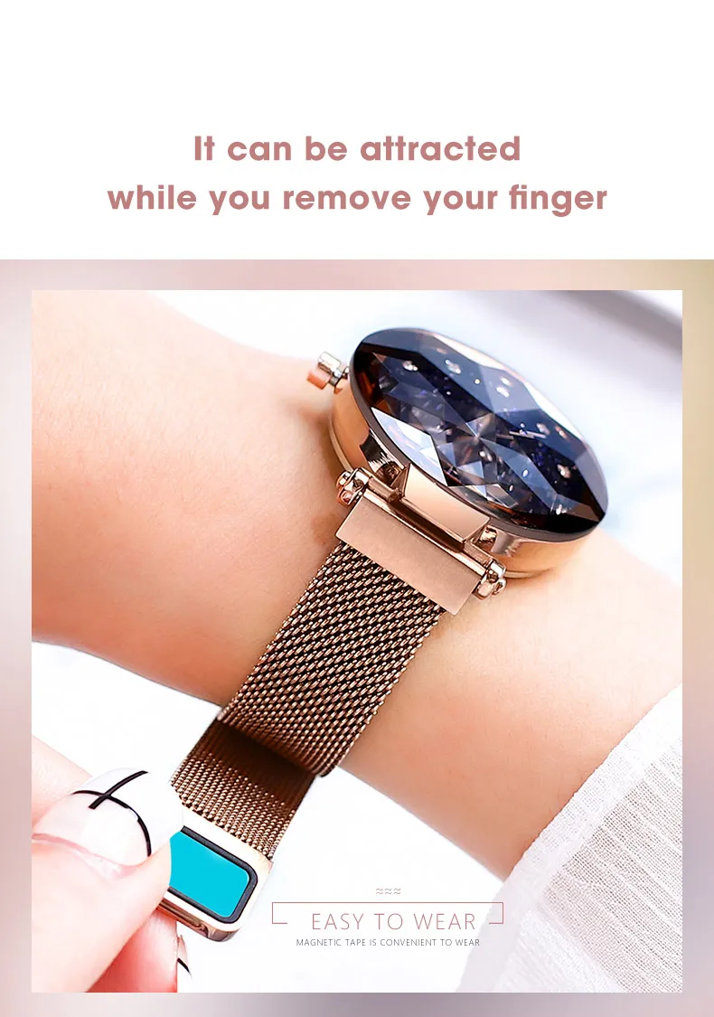 Лидер продаж для amazon Фиолетовый алмазный Магнитный relojes de mujer Дамские женские наручный браслет, ремешок