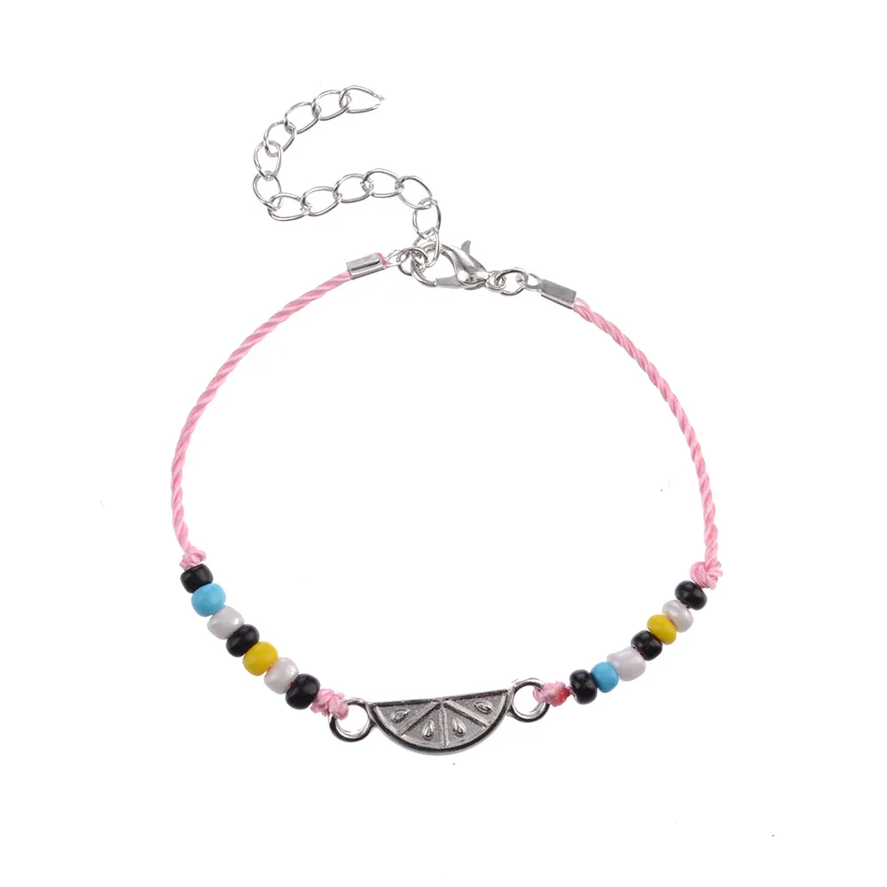 4 шт./компл. Женская мода стрелка арбуз бисером веревка плетеный браслет пляж