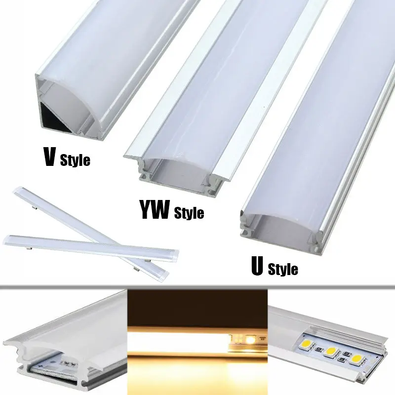 

Lamp Cover 30/50cm U/V/YW Style Aluminium Milk Cover Rigid Channel Holder For LED Strip Bar Light Under Cabinet Cupboard Lamp