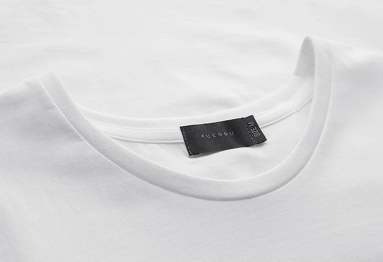 KUEGOU новые летние мужские модные футболки с принтом черно-белая брендовая одежда