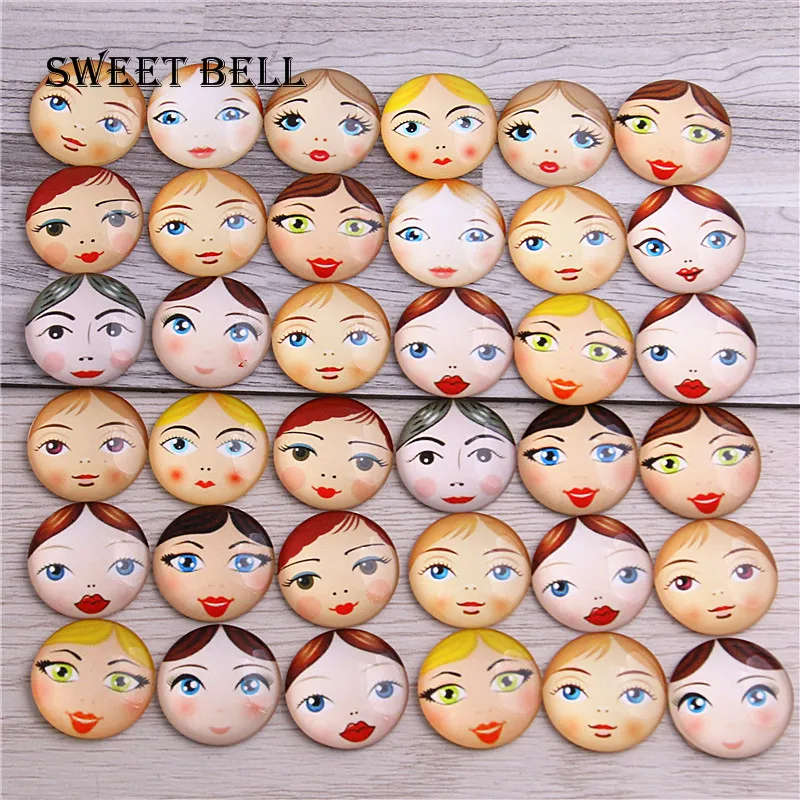 Sweet Bell 20 шт. новые модные смешанные стеклянные кабошоны ручной работы с узором