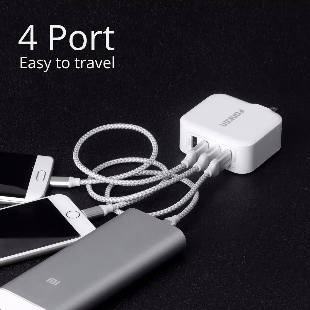 4 порта Быстрая зарядка 3 0 USB зарядное устройство универсальное QC3.0 быстрое