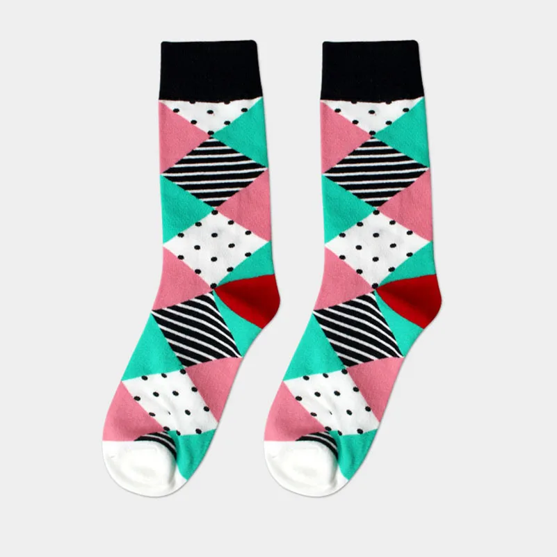 5 пар/лот мужские забавные Разноцветные носки из чесаного хлопка красные