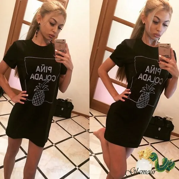 ПИНА КОЛАДА Отпечатано Женщины Лето Dress 2017 Ананас С Коротким Рукавом Женский Bodycon