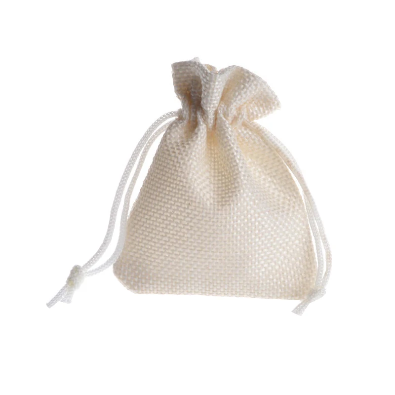 

50pcs/lot Ivory White Vintage Natural Burlap Hessia Gift Candy Bags 7cm*9cm Wedding Party Favor Pouch Jute Gift Bags Z039