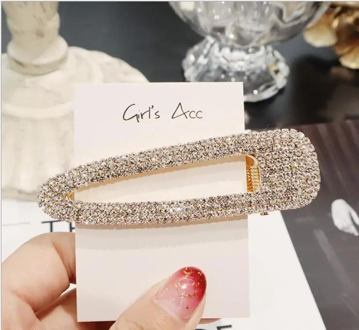 Fashion uper flash luxury temperament full diamond Crystal Pearl Elegant Women Barrettes Hair Clip Hairgrips Accessories |
