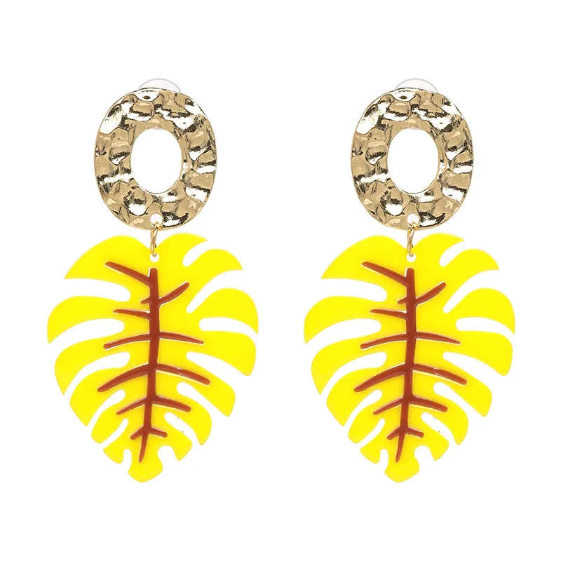Wonafashion 11 Colors Resin Tropical Fronds Earrings Trendy Summer Jewelry Statement Leaf for Women | Украшения и аксессуары
