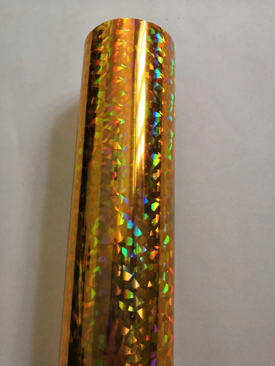 Holographic foil gold color broken glass pattern A04 hot press on  paper or plastic 64cm x 120m stamping foil