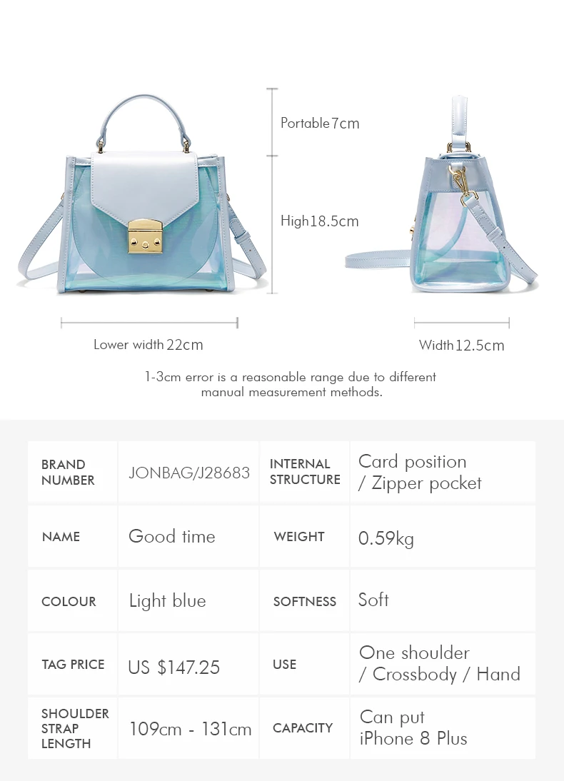 JONBAG портативный Чистая красная текстура наклонная воздуха летняя сумка Новая мода желе мешок