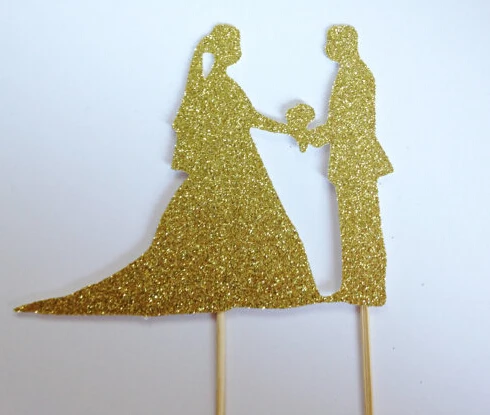 

Bride & Groom Glitter Cupcake Toppers birthday Wedding Bridal baby Shower Engagement Party Bachelorette food toothpicks