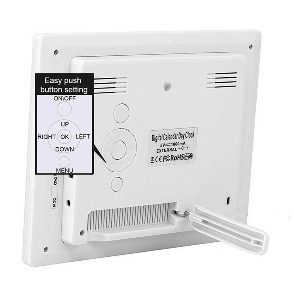 

8" Alarm Clock LED Digital Calendar Alarm Clock with Large Letter Week/Month/Year for Seniors Home Decoration