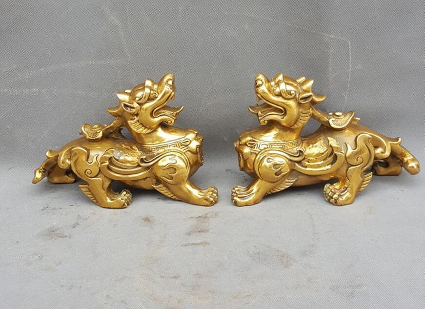 Китайская FengShui чистая бронзовая фигурка для привлечения богатства PiXiu отважных