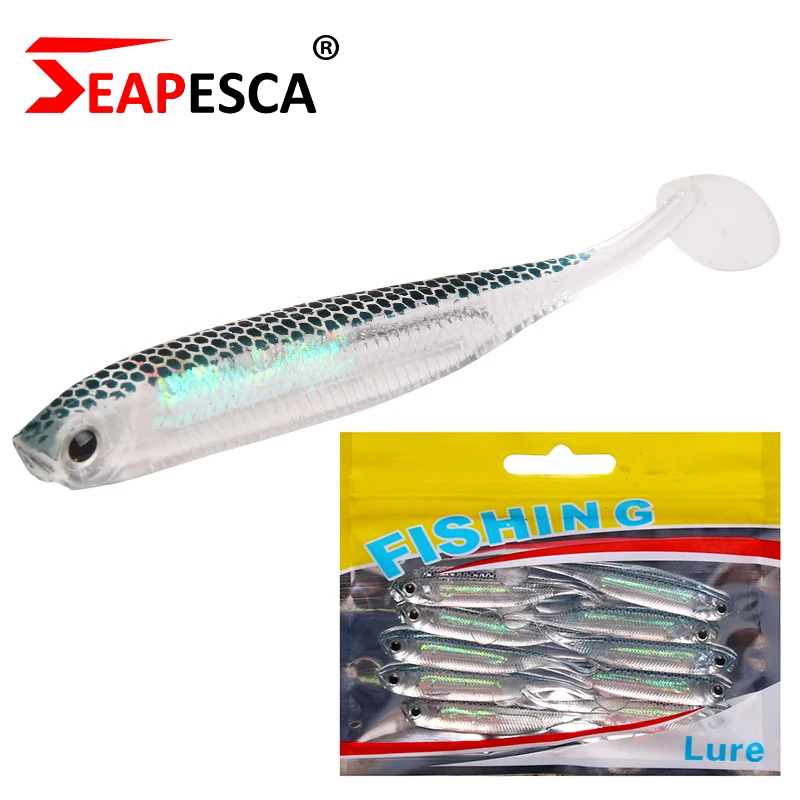 SEAPESCA 10 шт./лот силиконовая Мягкая червячная наживка виброхвост 70 мм 2 г