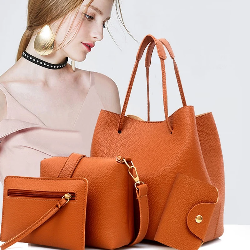 Women Handbag Fashion PU Leather Shoudler Bag Solid Soft Single Shoulder Messenger Bags Composite Bag(Brown) | Багаж и сумки