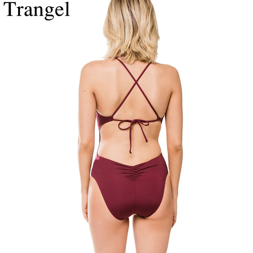 Trangel сексуальный глубокий v образный купальник женский с открытой спиной
